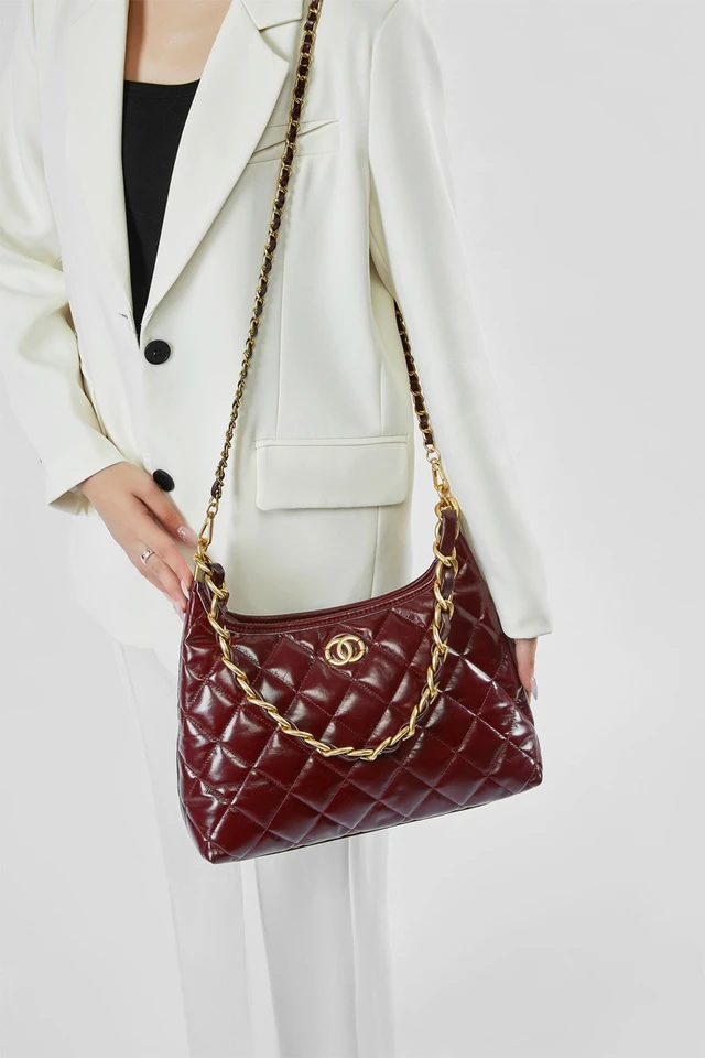 Alt view image 3 of 4 - Genuine Leather Hobo Purses and Handbags for Women Ladies Shoulder Crossbody Purse Red