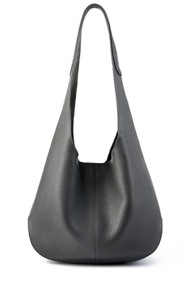 Main image of Genuine Leather Tote Bucket Bags Hobo Shoulder Bags Purse and Handbags Grey