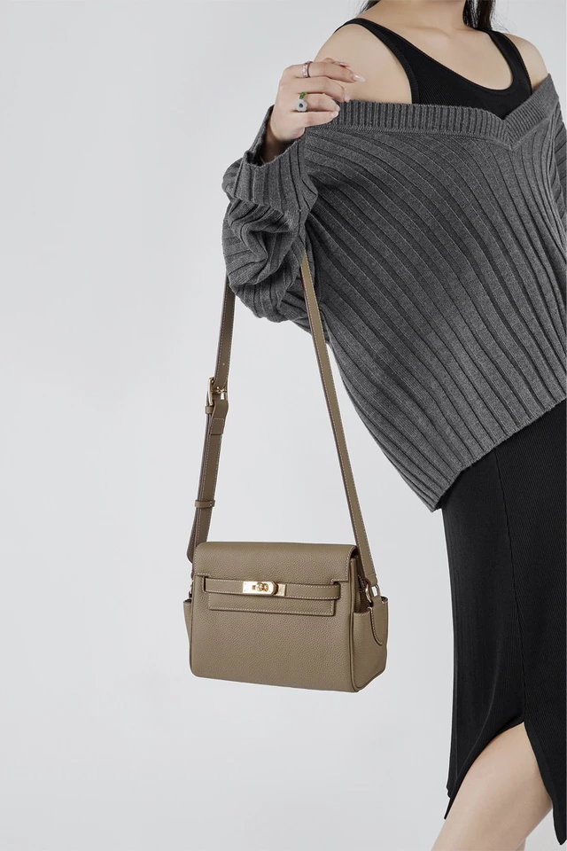 Alt view image 2 of 3 - Women's Genuine Leather Crossbody Bag Handbags Purses Grey