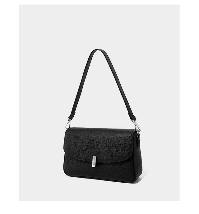 Alt view image 3 of 3 - Ladies'Cowhide Shoulder Bag Tote Handbag Black