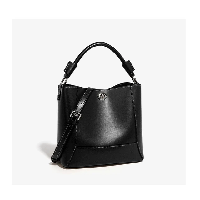 Alt view image 3 of 3 - Genuine Leather Tote Bag Ladies Travel Purses and Handbags Black