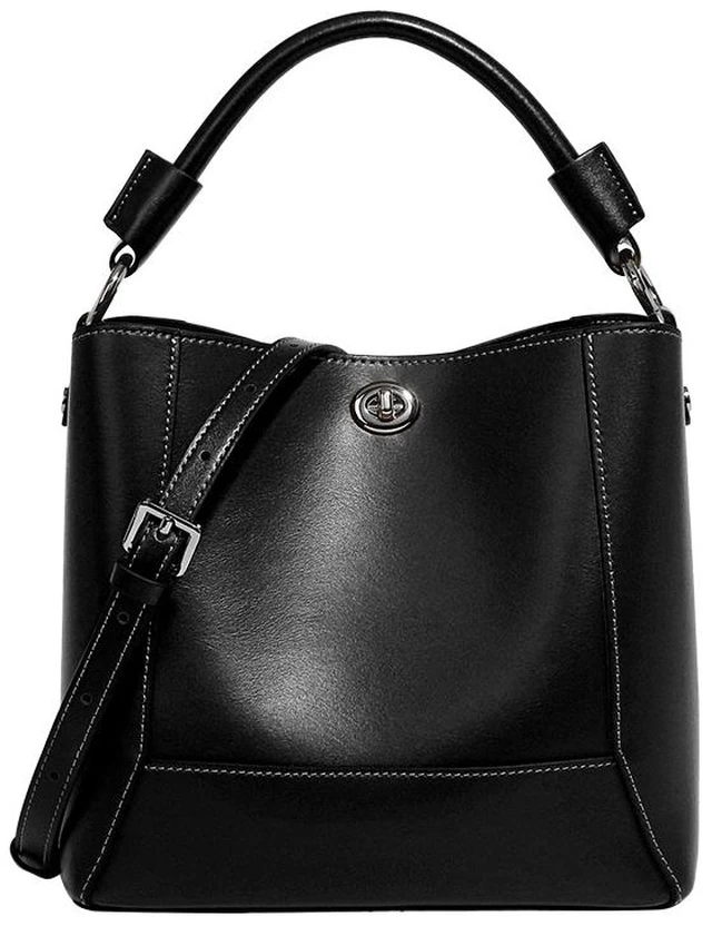 Main image of Genuine Leather Tote Bag Ladies Travel Purses and Handbags Black