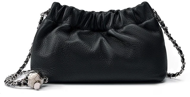 Main image of Genuine Leather Tote Ladies Crossbody Bag Black