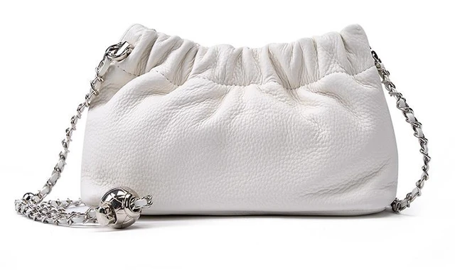Main image of Genuine Leather Tote Ladies Crossbody Bag White