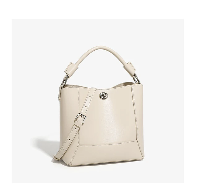Alt view image 3 of 3 - Genuine Leather Tote Bag Ladies Travel Purses and Handbags White