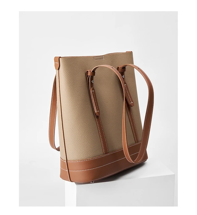 Alt view image 3 of 4 - Genuine Leather Women Tote Bag and Shoulder Bag Brown