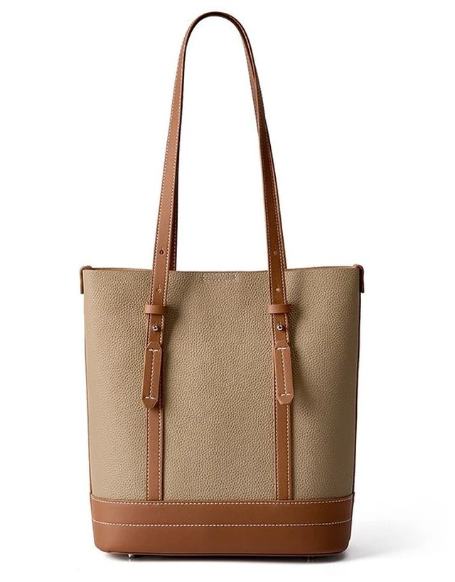 Main image of Genuine Leather Women Tote Bag and Shoulder Bag Brown