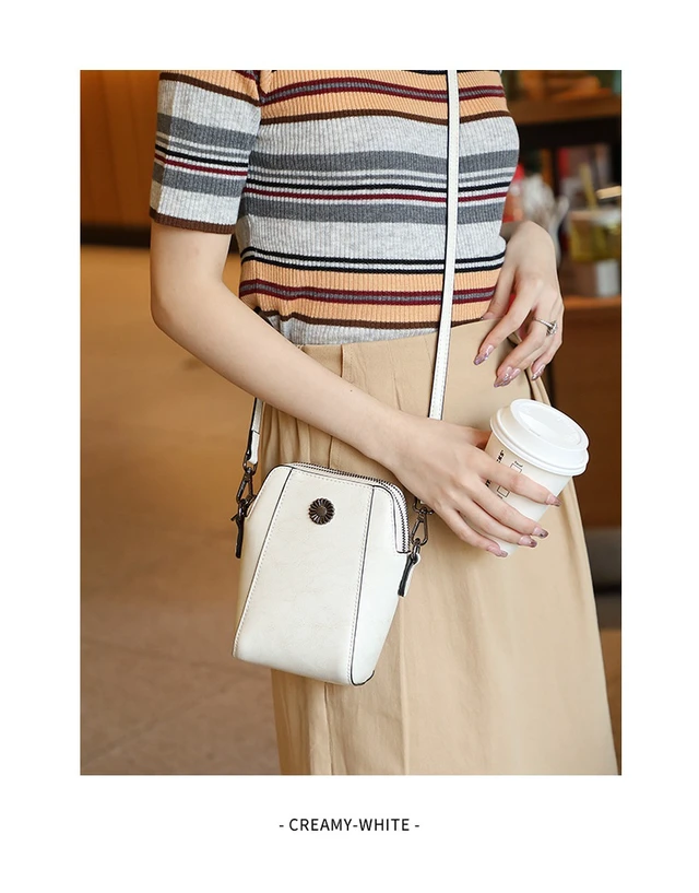 Alt view image 2 of 2 - Genuine Leather Women Shoulder Bag Mobile Phone Bag White
