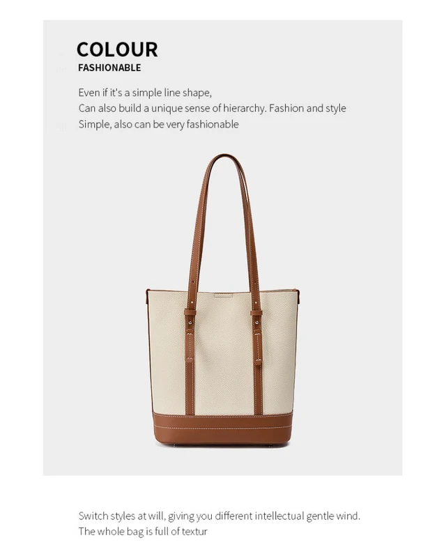 Alt view image 2 of 3 - Genuine Leather Women Tote Bag and Shoulder Bag White