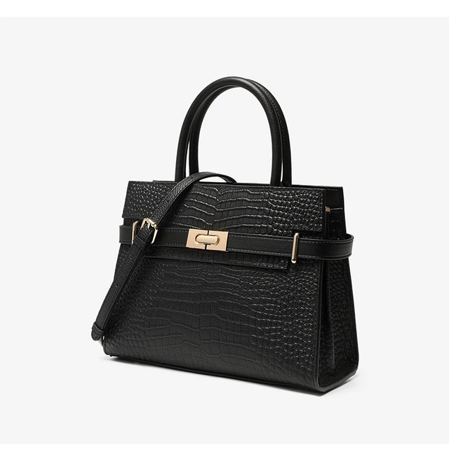 Alt view image 3 of 4 - Large Capacity Genuine Leather Wedding Bag Mother's Handbag Black