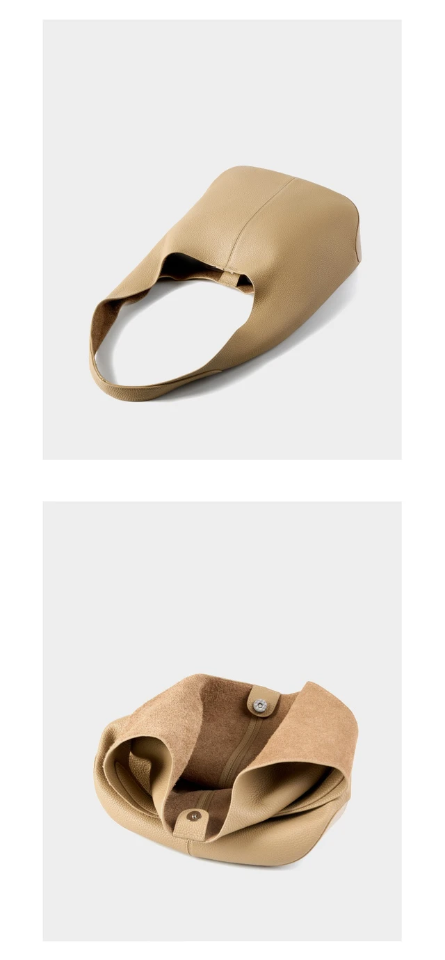Alt view image 4 of 4 - Genuine Leather Tote Bucket Bags Hobo Shoulder Bags Purse and Handbags Yellow