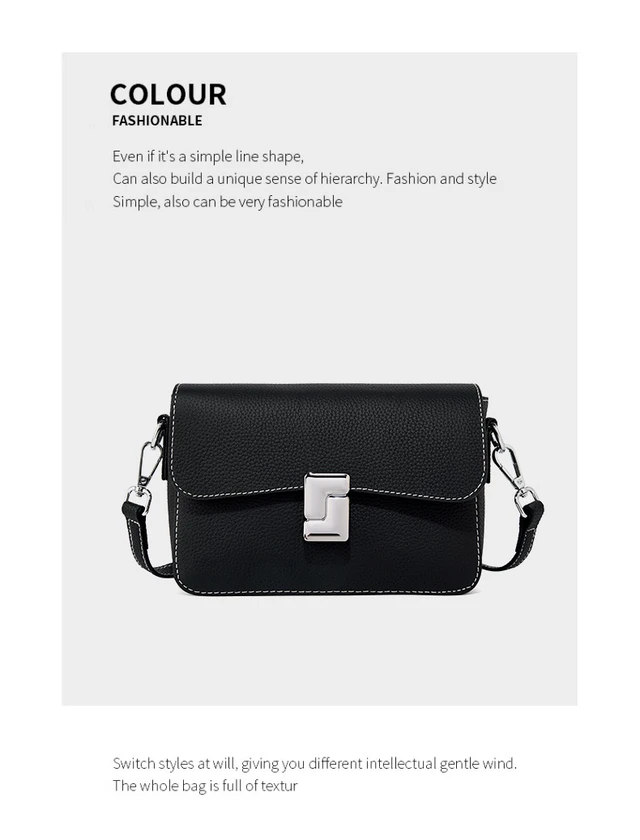 Alt view image 2 of 3 - Genuine Leather Women's Small Classy Crossbody Purse Top Handle Handbags Black