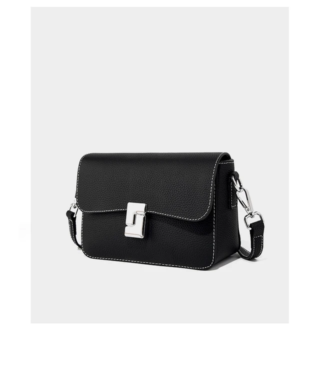Alt view image 3 of 3 - Genuine Leather Women's Small Classy Crossbody Purse Top Handle Handbags Black