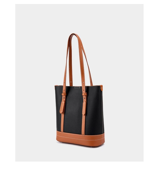 Alt view image 3 of 3 - Genuine Leather Women Tote Bag and Shoulder Bag Black
