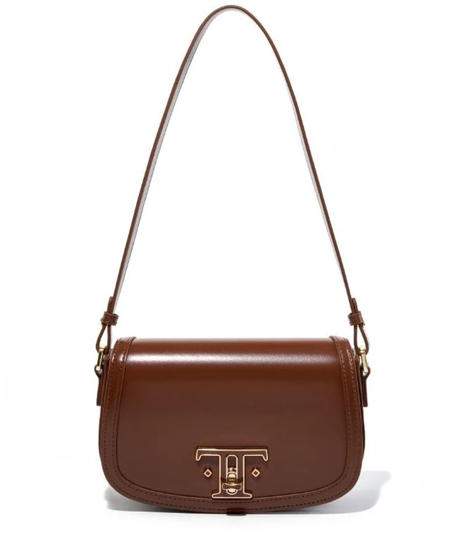 Main image of Genuine Leather Saddle Bag Women Crossbody Bags Brown