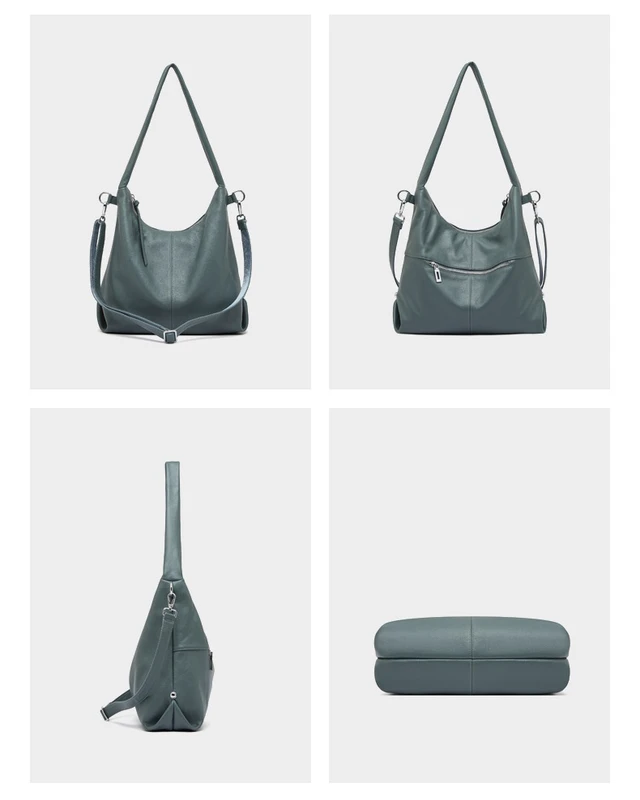 Alt view image 2 of 3 - Women Genuine Leather Canvas Handbags Shoulder Bags Blue