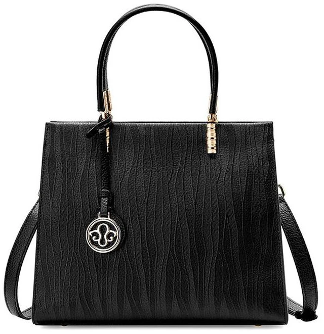 Main image of Genuine Leather Women's Tote Shoulder Bag Black