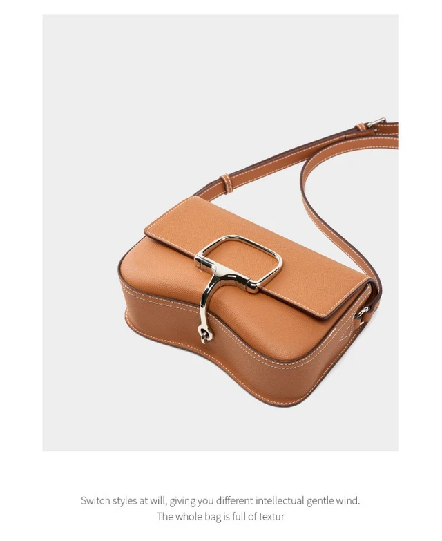 Alt view image 4 of 4 - Women Genuine Leather Della Shoulder Crossbody Bag Brown