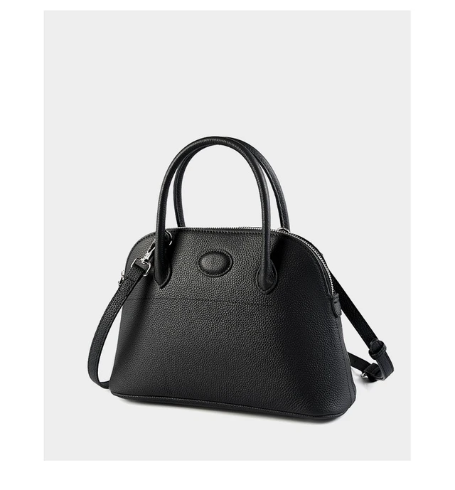 Alt view image 3 of 4 - Genuine Leather Shell Bag Large Capacity Handbag Togo Cowhide Bag Black
