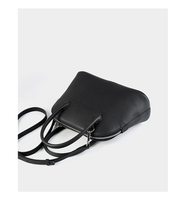 Alt view image 4 of 4 - Genuine Leather Shell Bag Large Capacity Handbag Togo Cowhide Bag Black