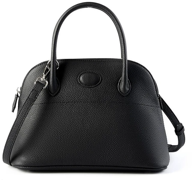Main image of Genuine Leather Shell Bag Large Capacity Handbag Togo Cowhide Bag Black