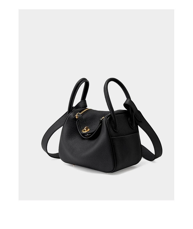 Alt view image 3 of 3 - Genuine Leather Mini Shoulder Bag Lindy Small Bag Black