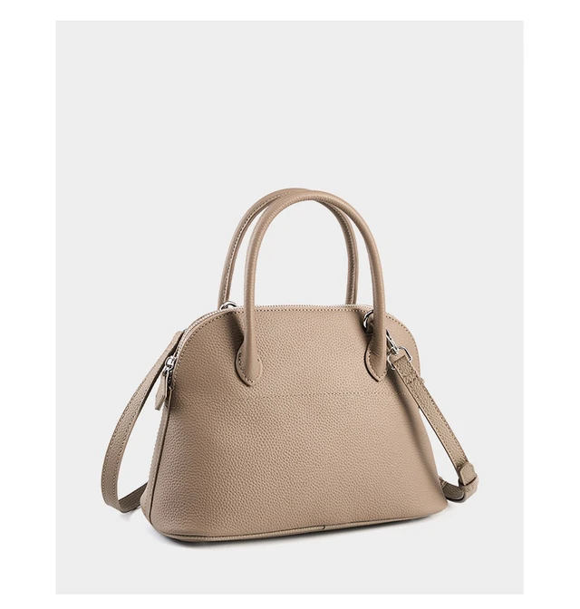 Alt view image 3 of 5 - Genuine Leather Shell Bag Large Capacity Handbag Togo Cowhide Bag Grey