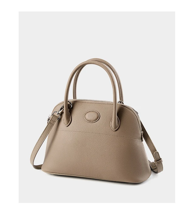 Alt view image 2 of 5 - Genuine Leather Shell Bag Large Capacity Handbag Togo Cowhide Bag Grey