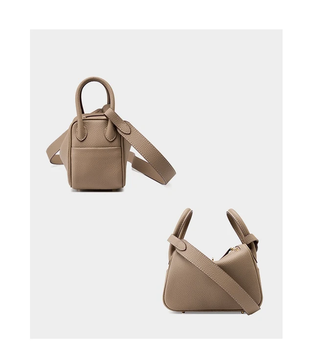 Alt view image 4 of 5 - Genuine Leather Mini Shoulder Bag Lindy Small Bag Grey