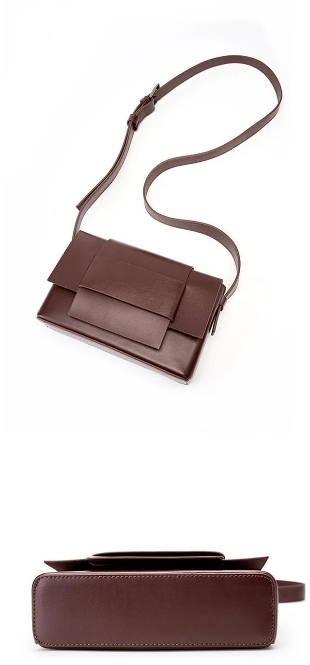 Alt view image 2 of 2 - Women Genuine Leather Crossbody Bags Small Handbags Brown