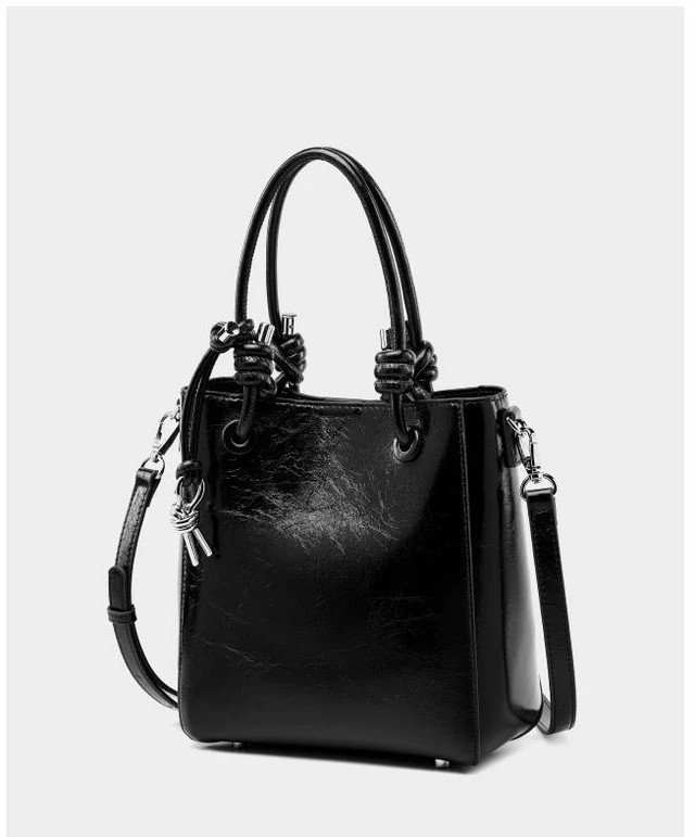 Alt view image 3 of 4 - Women Retro Genuine Leather Classic Clutch Tote HandBags Black