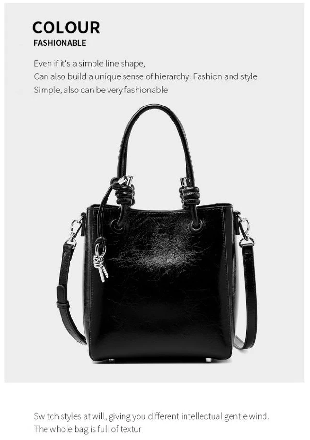 Alt view image 2 of 4 - Women Retro Genuine Leather Classic Clutch Tote HandBags Black
