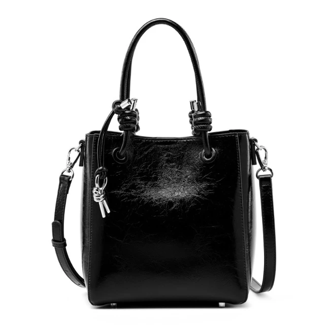 Main image of Women Retro Genuine Leather Classic Clutch Tote HandBags Black