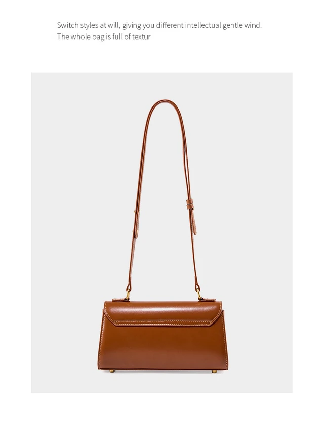 Alt view image 3 of 3 - Women Fashion Genuine Leather Handbags Tote Bag Shoulder Bag Brown