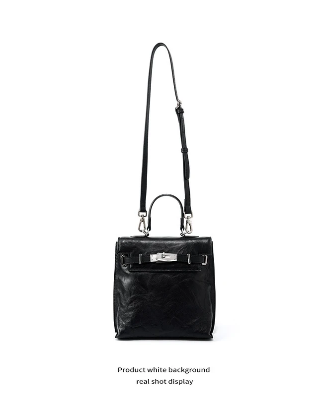 Alt view image 2 of 4 - Genuine Leather Women Backpack Travel Bag Black