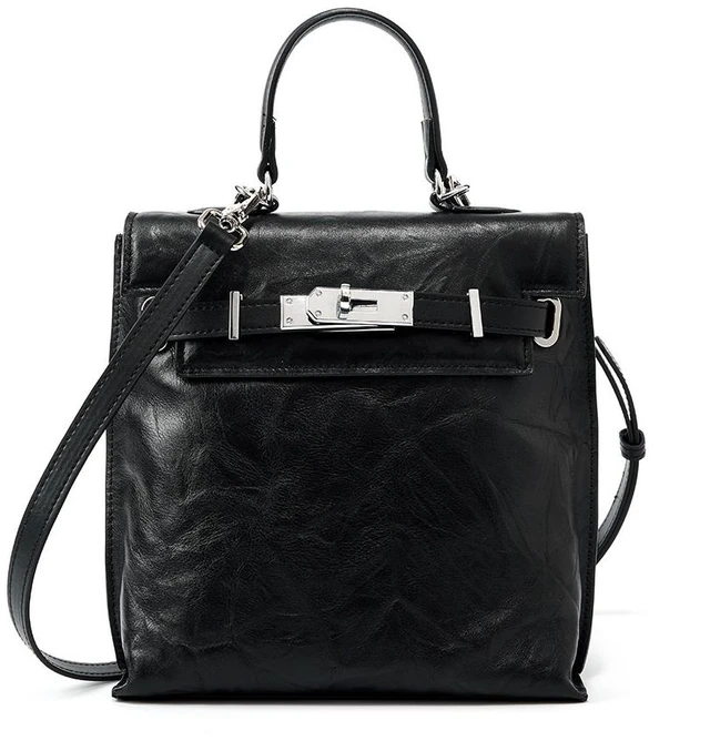 Main image of Genuine Leather Women Backpack Travel Bag Black