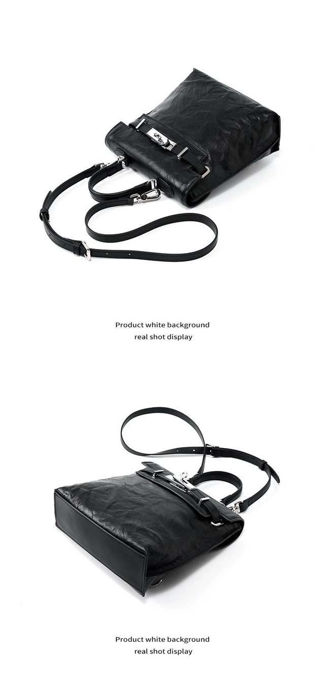 Alt view image 3 of 4 - Genuine Leather Women Backpack Travel Bag Black