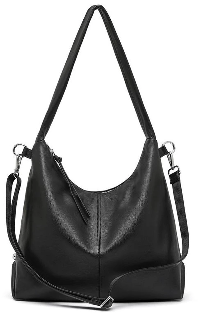 Main image of Women Genuine Leather Canvas Handbags Shoulder Bags Black
