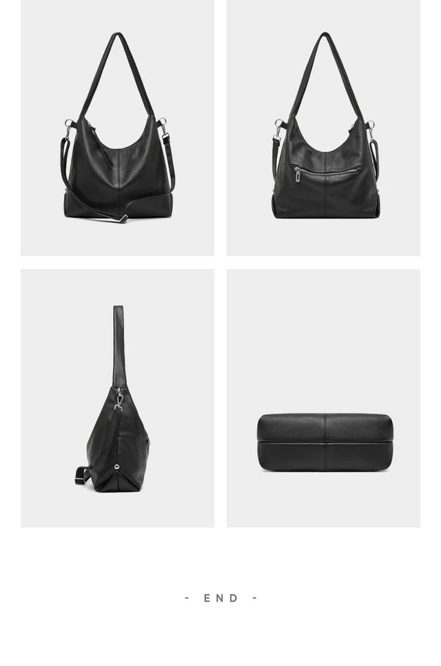 Alt view image 2 of 3 - Women Genuine Leather Canvas Handbags Shoulder Bags Black