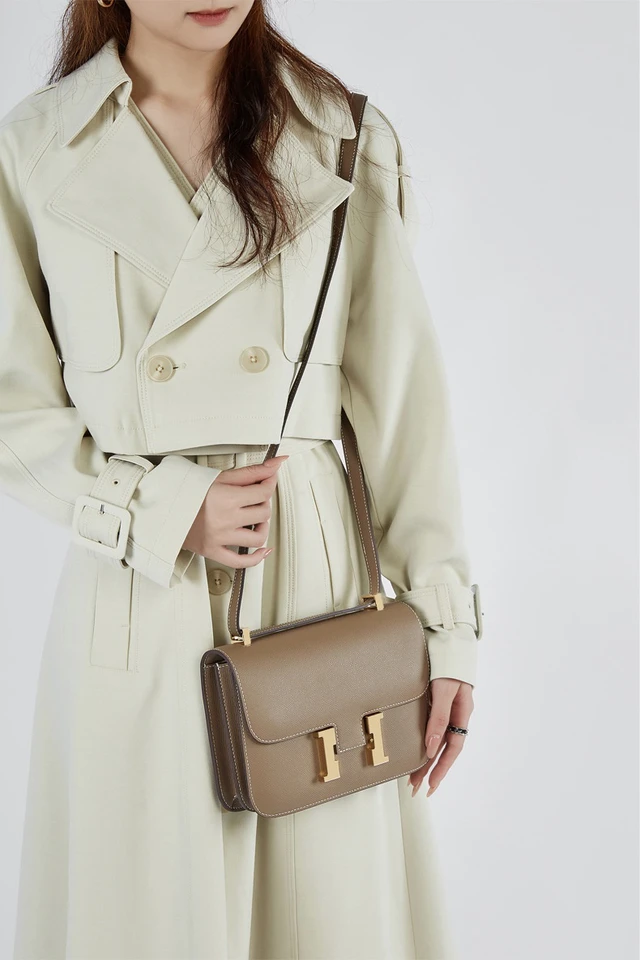 Alt view image 3 of 3 - Women Genuine Leather Crossbody Bag Luxury Handbag Bronze