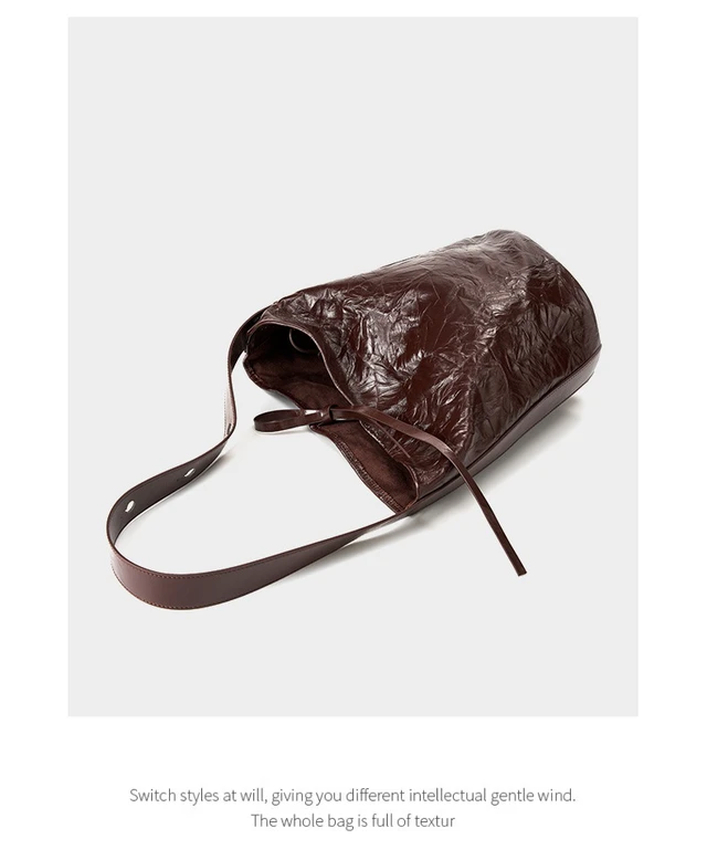 Alt view image 4 of 5 - Women Genuine Leather Tote Handbags Hobo Bags Brown