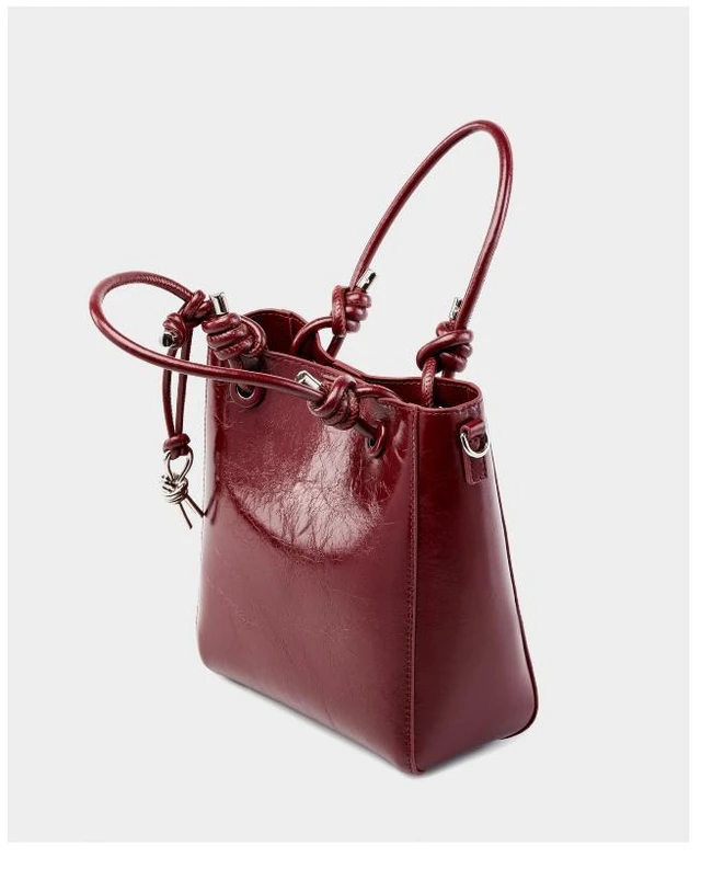 Alt view image 4 of 5 - Women Retro Genuine Leather Classic Clutch Tote HandBags Red