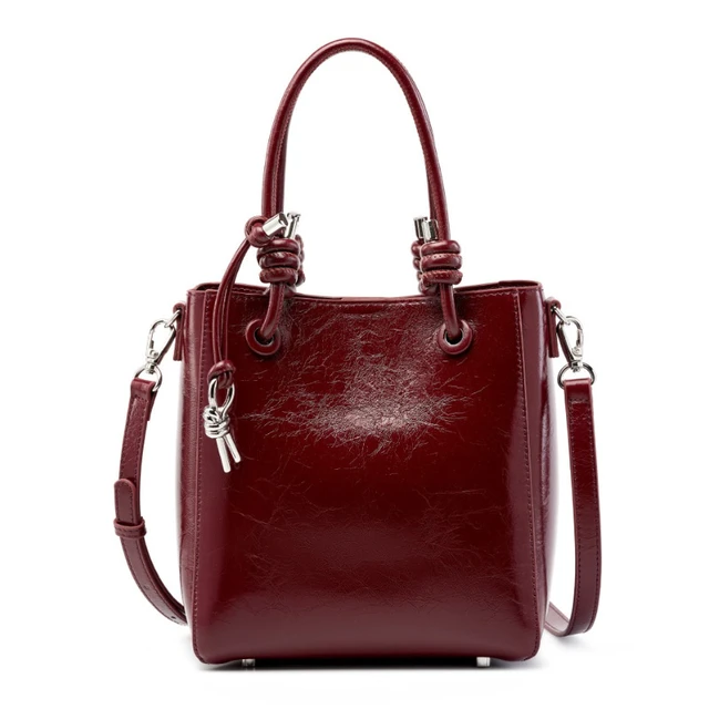 Main image of Women Retro Genuine Leather Classic Clutch Tote HandBags Red