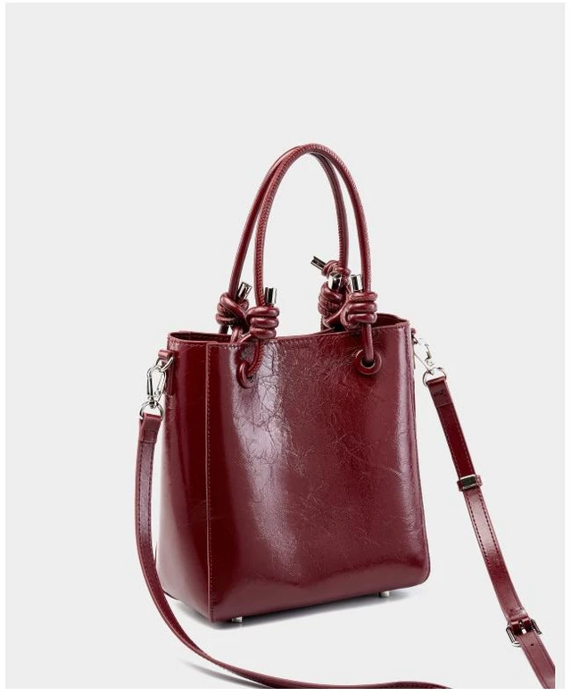 Alt view image 5 of 5 - Women Retro Genuine Leather Classic Clutch Tote HandBags Red