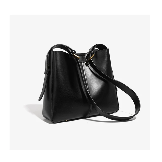 Alt view image 3 of 3 - Genuine Leather Women's Satchel Bag Classic Top Handle Purses Fashion Crossbody Handbags Black