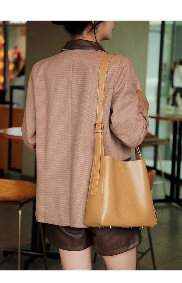 Alt view image 4 of 5 - Genuine Leather Women's Satchel Bag Classic Top Handle Purses Fashion Crossbody Handbags Bronze
