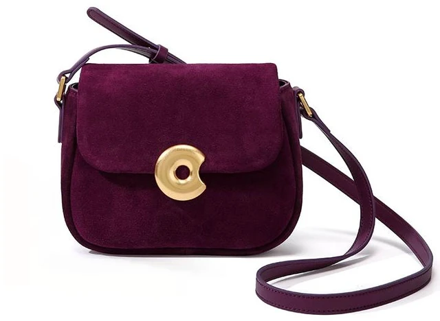 Main image of Genuine Leather Women Frosted velvet Handbags Purple