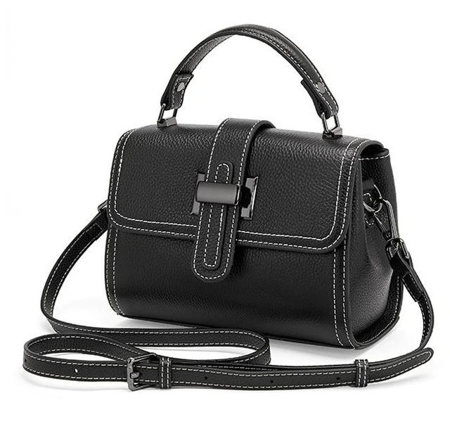 Main image of Genuine Leather Women Top-handle Handbags Black