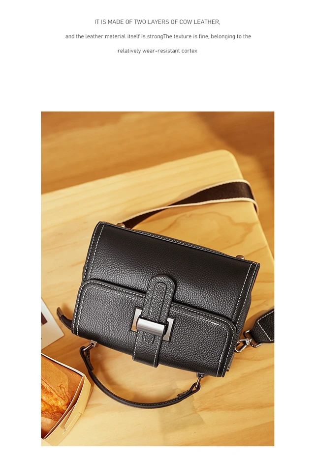 Alt view image 2 of 3 - Genuine Leather Women Top-handle Handbags Black