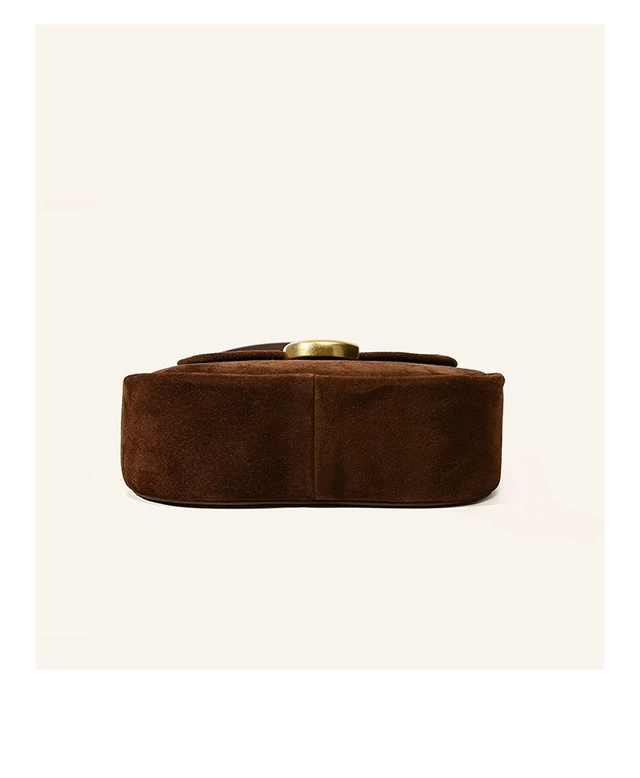 Alt view image 3 of 3 - Genuine Leather Women Frosted velvet Handbags Brown